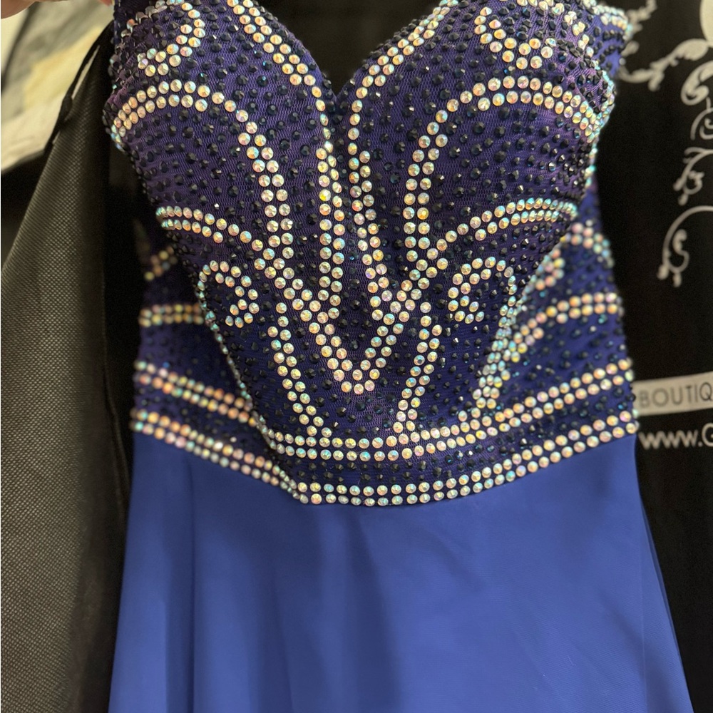 Elegant Blue Beaded Gown